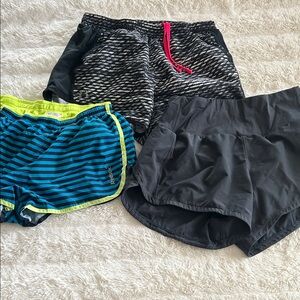 3 pairs various brands - Reebok Women's Athletic Shorts - Black, Blue, and Gray